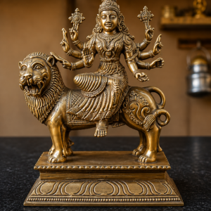 Brass Goddess Durga on Lion Idol in Tirupati