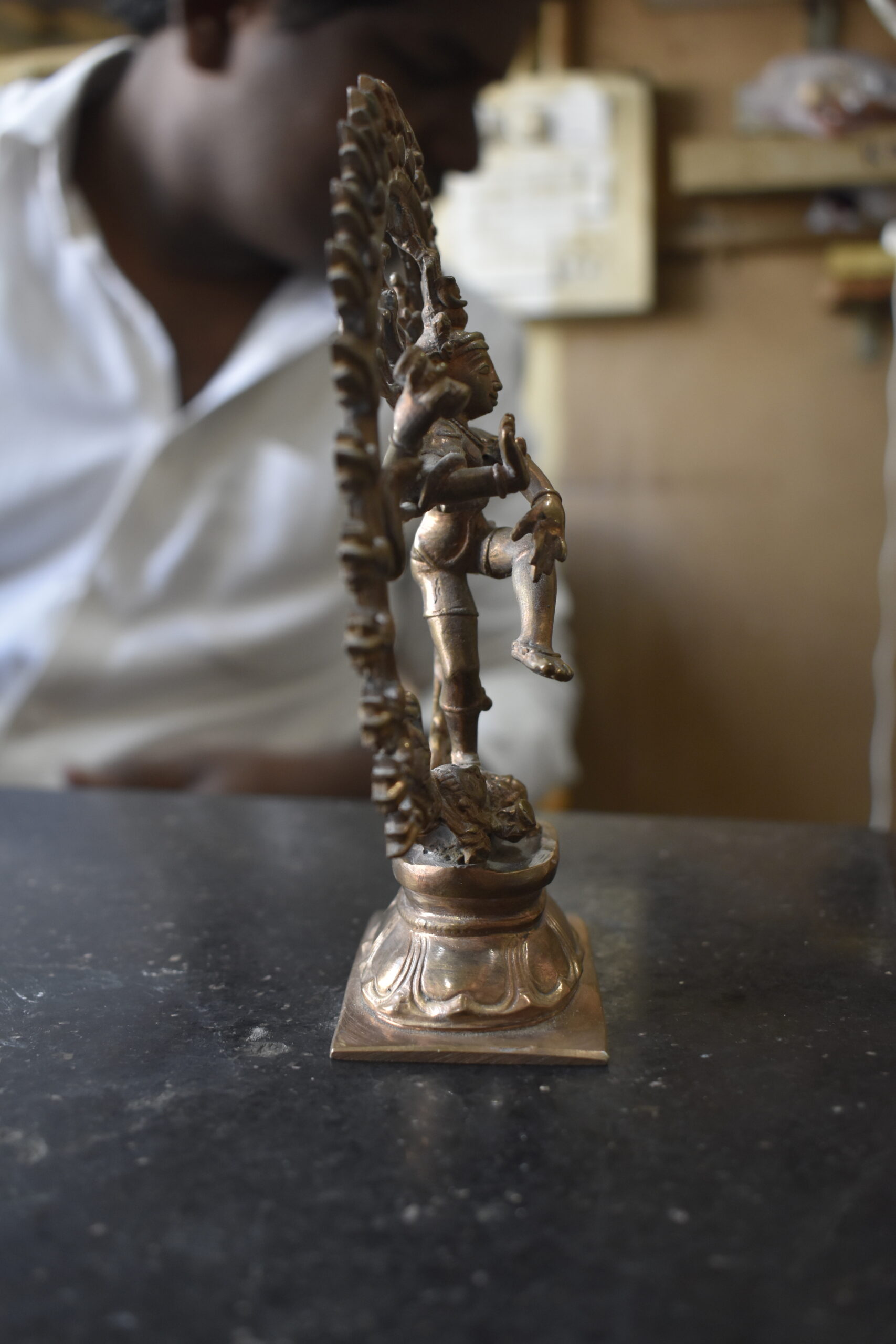 Handcrafted Brass Nataraja Idol | Lord Shiva Dancing Statue with Antique Finish Spiritual Home Décor - Image 4