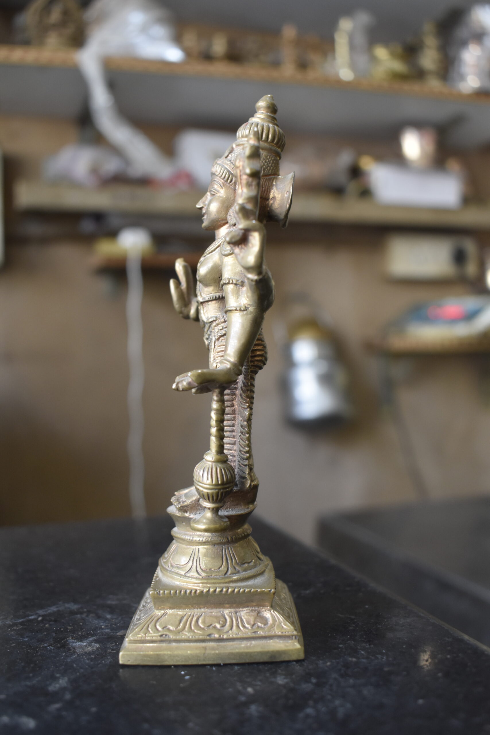 Handcrafted Brass Goddess Kaumari Idol | Antique Finish Spiritual Home Décor Statue - Image 4
