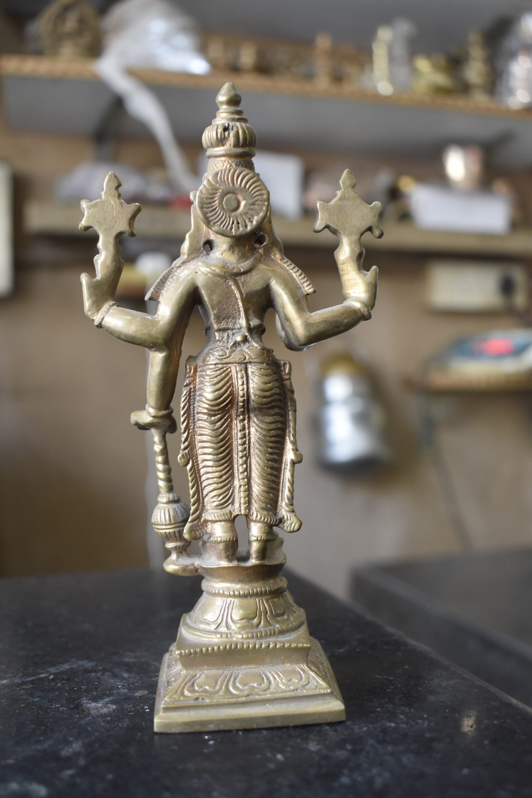 Handcrafted Brass Goddess Kaumari Idol | Antique Finish Spiritual Home Décor Statue - Image 3