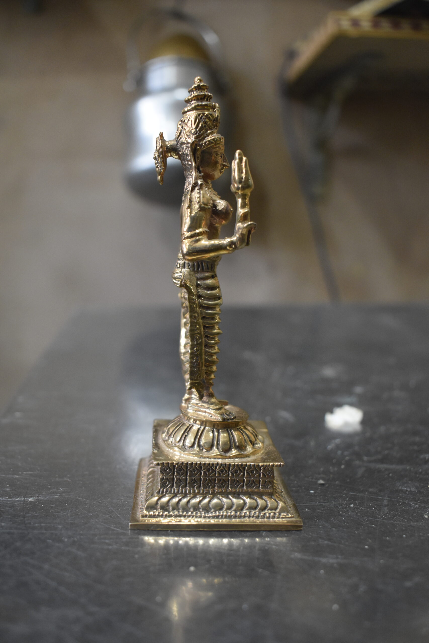 Handcrafted Brass Goddess Vaishnavi Idol | Antique Finish Spiritual Home Décor Statue - Image 4