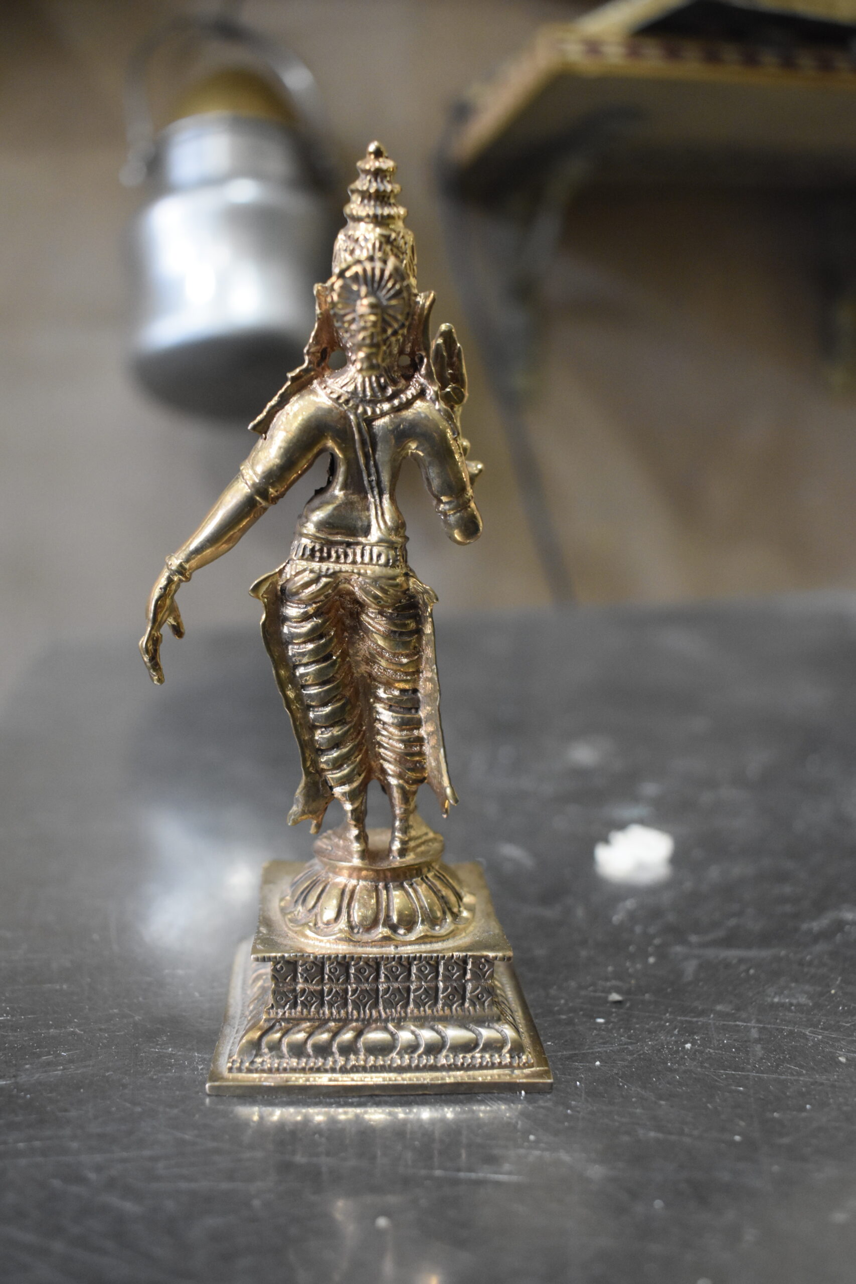 Handcrafted Brass Goddess Vaishnavi Idol | Antique Finish Spiritual Home Décor Statue - Image 3