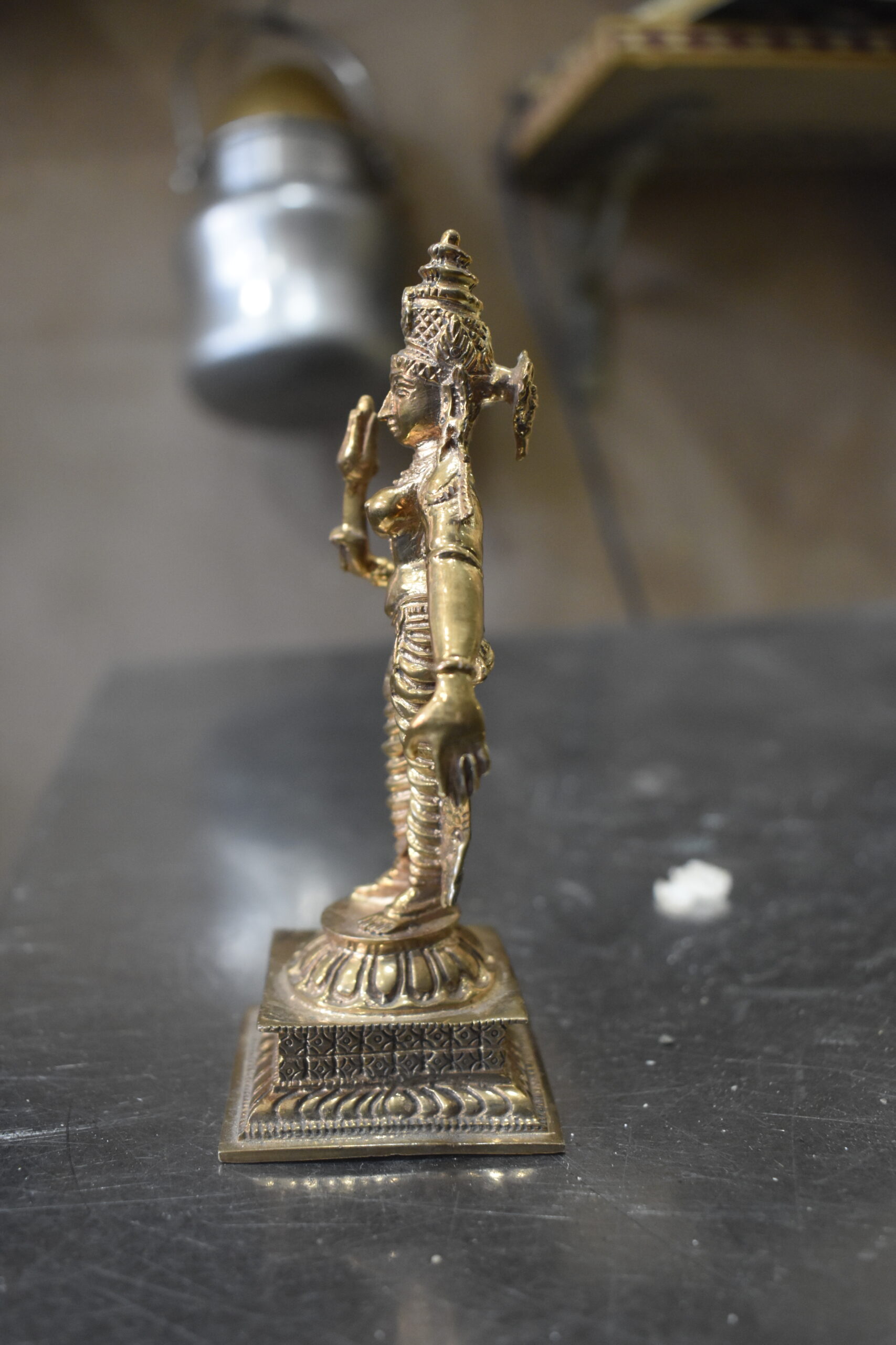 Handcrafted Brass Goddess Vaishnavi Idol | Antique Finish Spiritual Home Décor Statue - Image 2