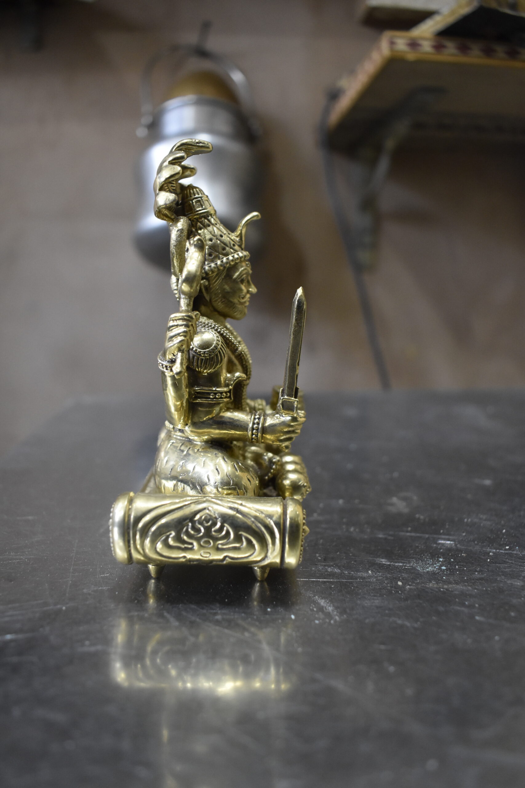 Handcrafted Brass Lord Veerabhadra Idol | Antique Finish Spiritual Home Décor Statue - Image 4