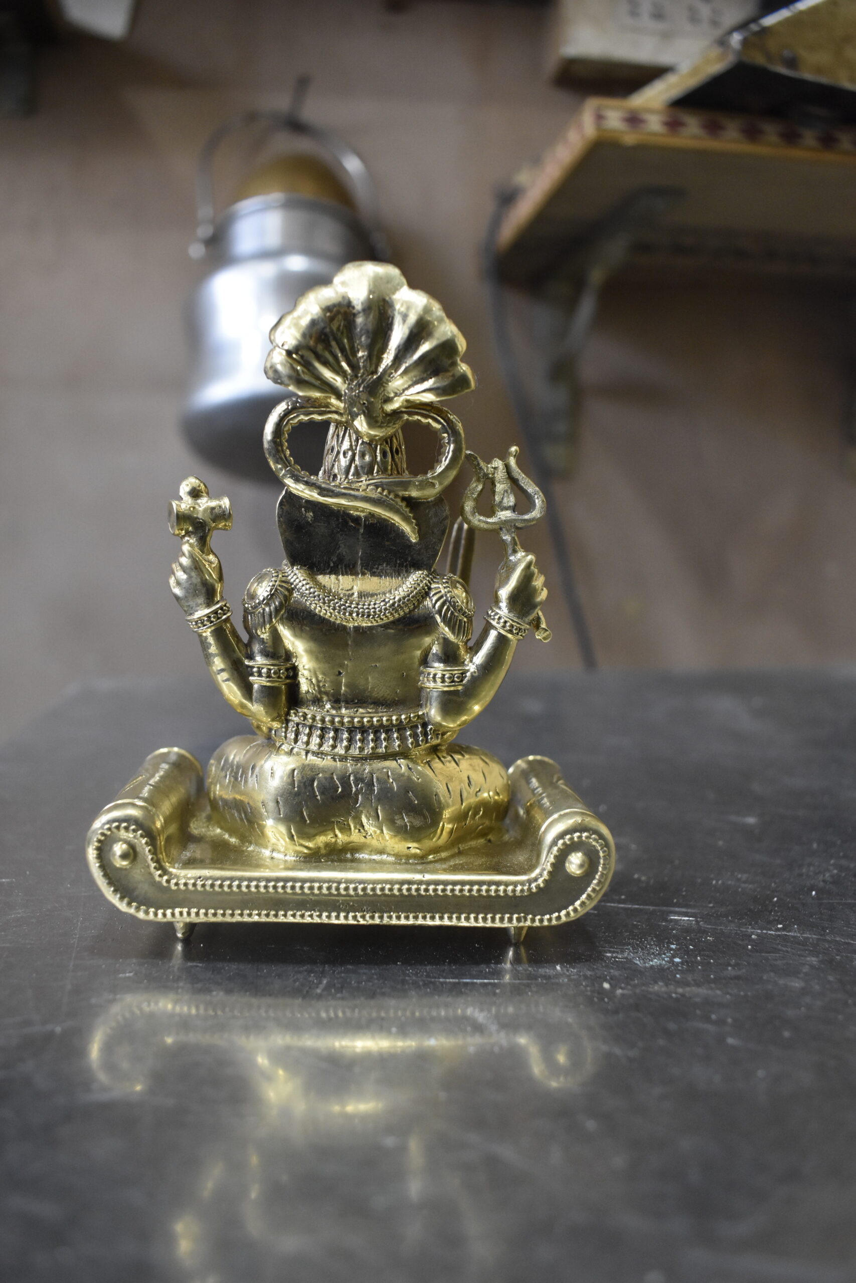 Handcrafted Brass Lord Veerabhadra Idol | Antique Finish Spiritual Home Décor Statue - Image 3