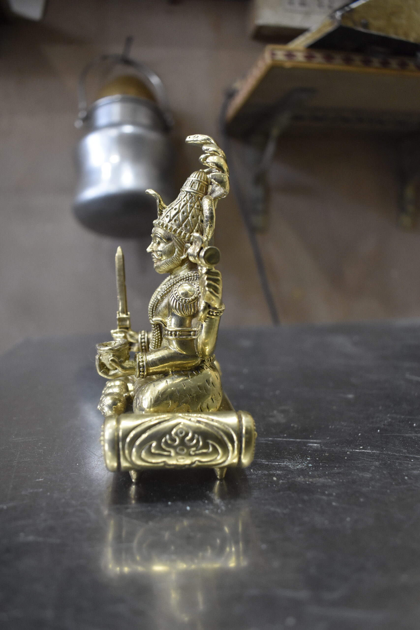 Handcrafted Brass Lord Veerabhadra Idol | Antique Finish Spiritual Home Décor Statue - Image 2