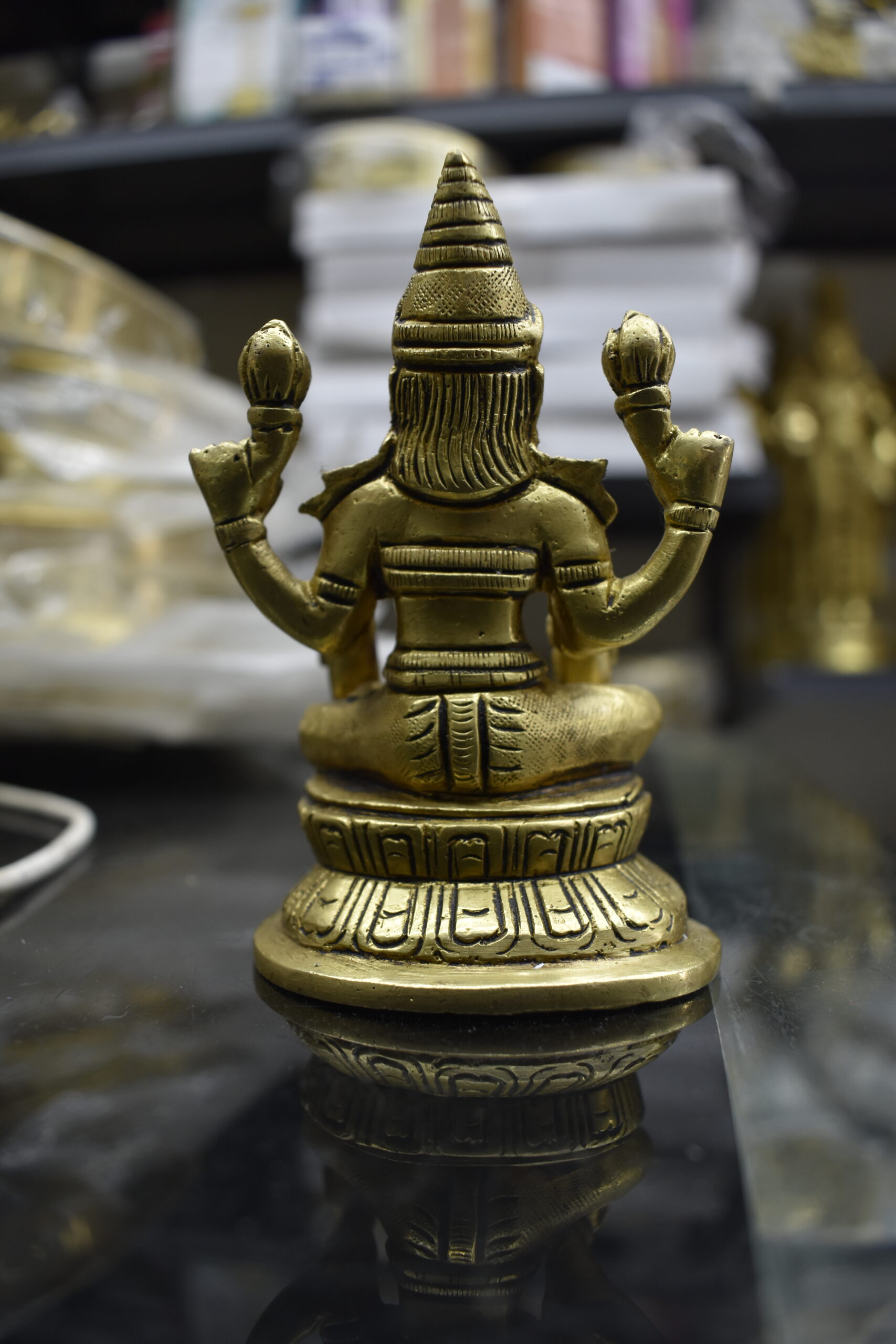 Handcrafted Brass Goddess Lakshmi Statue with Peacock Design | Traditional Hindu Idol for Pooja & Home Décor - Image 3