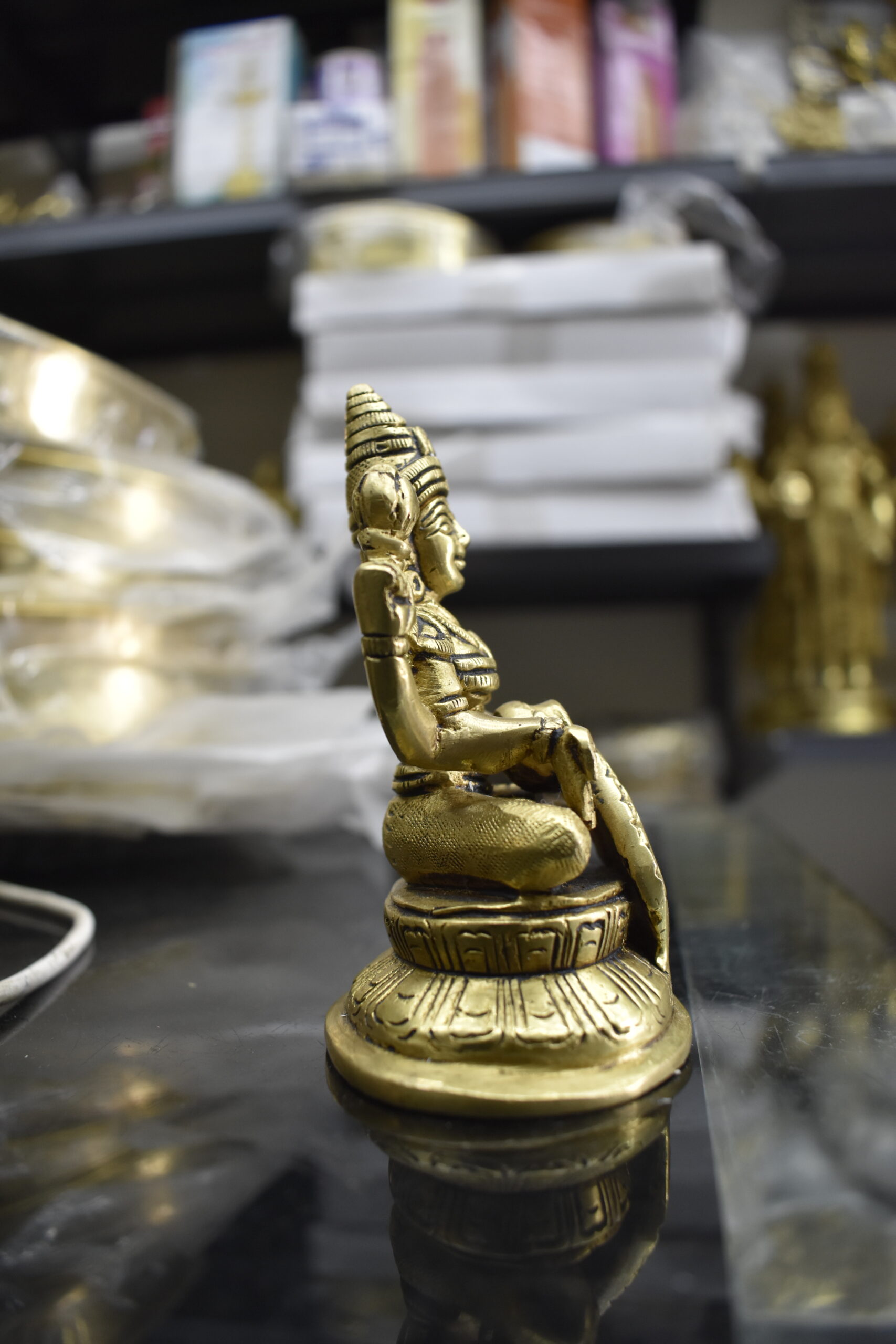 Handcrafted Brass Goddess Lakshmi Statue with Peacock Design | Traditional Hindu Idol for Pooja & Home Décor - Image 2