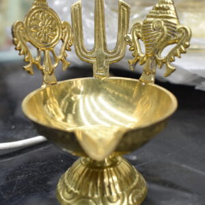 Brass Pooja Diya with Trishul, Chakra & Shankh Design in tirupati