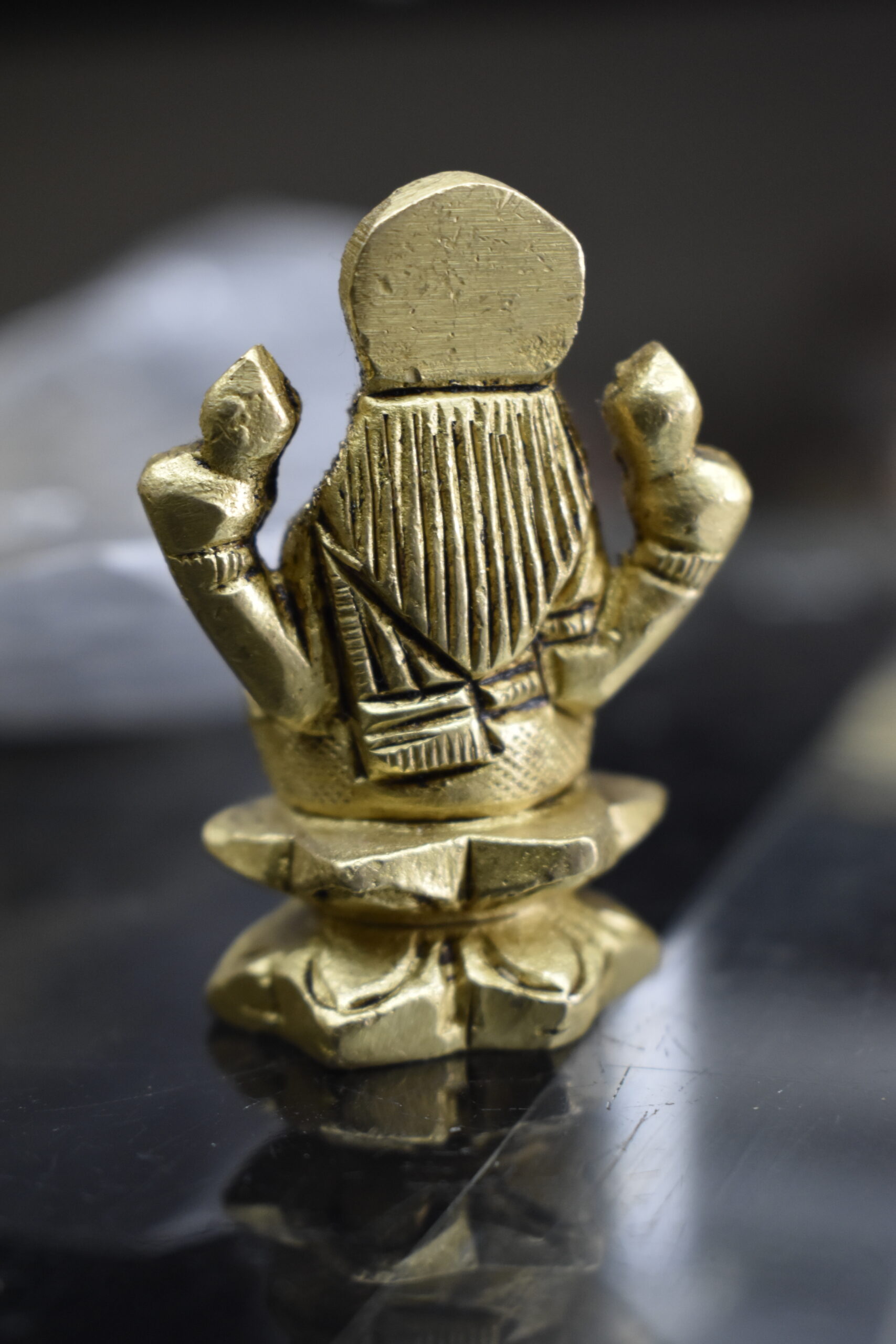 Handcrafted Brass Goddess Lakshmi Idol on Lotus – Antique Finish Lakshmi Devi Murti for Home Temple & Spiritual Décor - Image 3