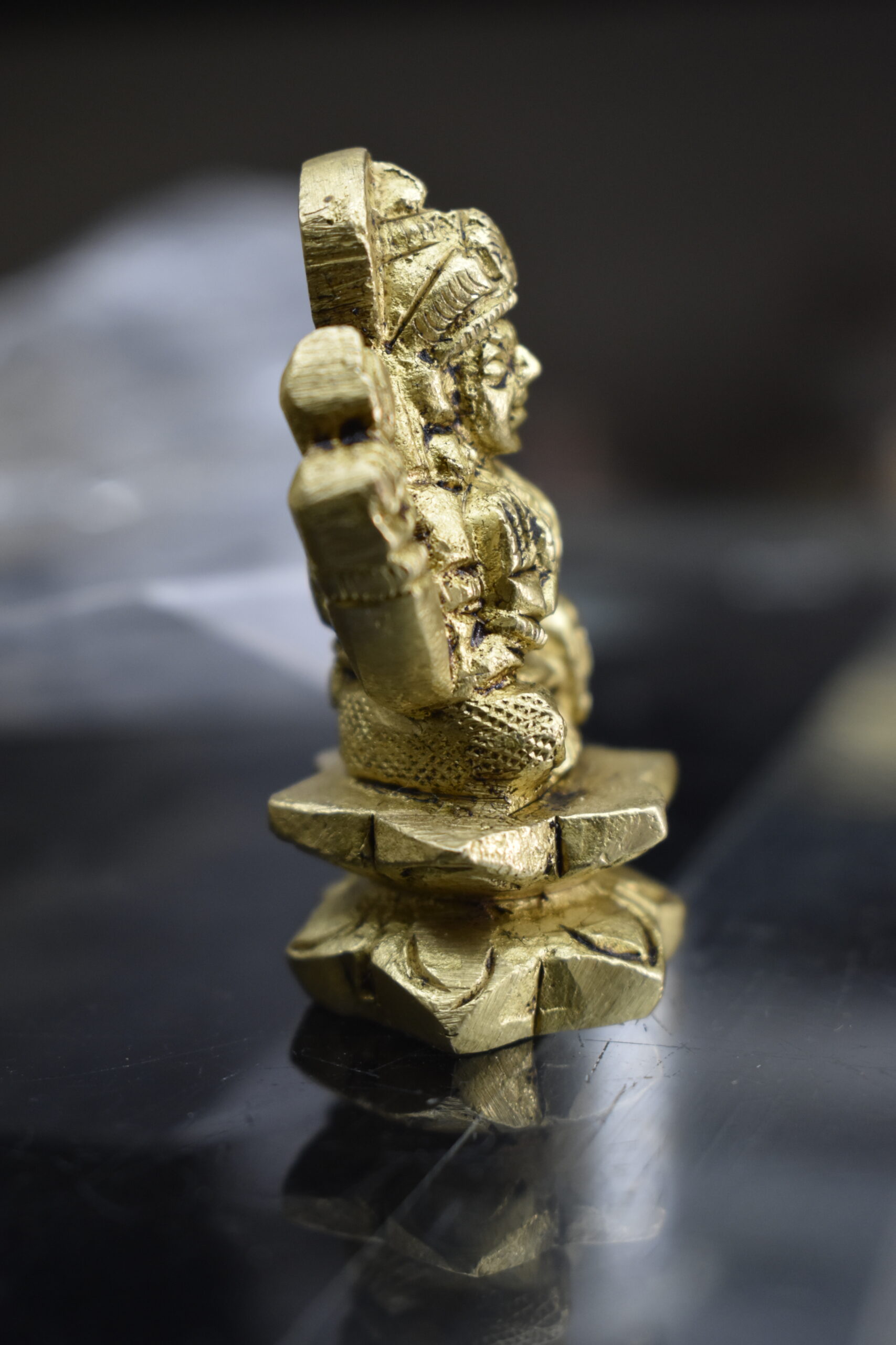 Handcrafted Brass Goddess Lakshmi Idol on Lotus – Antique Finish Lakshmi Devi Murti for Home Temple & Spiritual Décor - Image 4