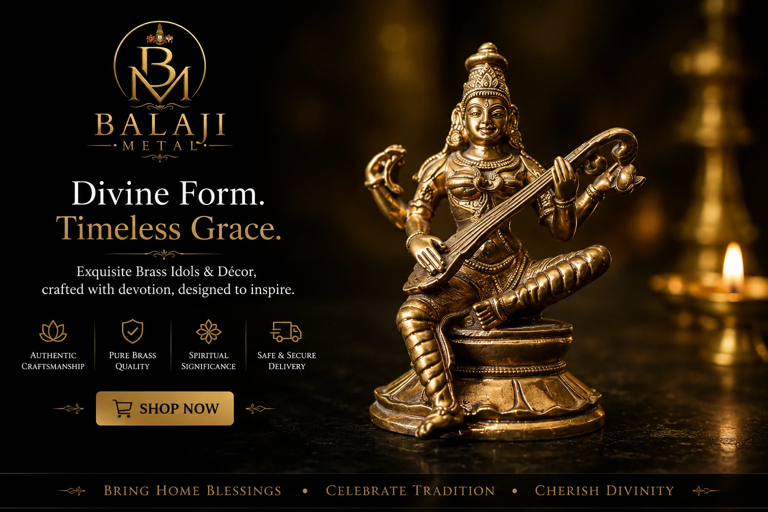 Premium Brass God Idols for Home Temple – Balaji Metal