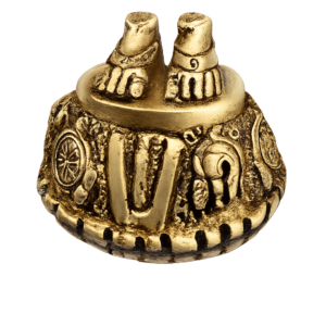 Handcrafted antique brass Vaishnav tilak decorative idol with traditional engraved detailing for pooja room and spiritual home décor